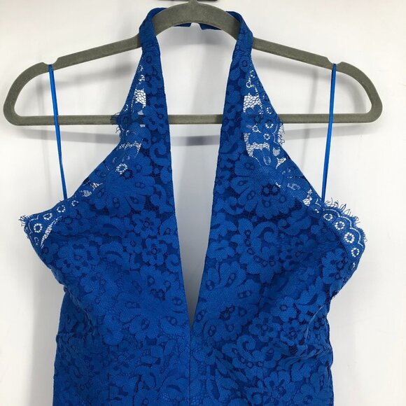 NWT Keepsake The Label Cobalt Blue Lace Crossed Halter High Roads Dress XS - Picture 7 of 16